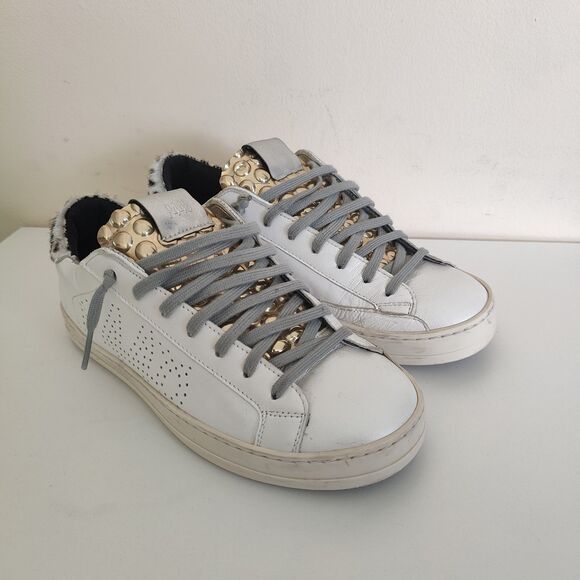 P448 John Sneaker Pearl + Gold Bubble Leopard Back Size EUR 37 (US-6.5/7) - Picture 10 of 13